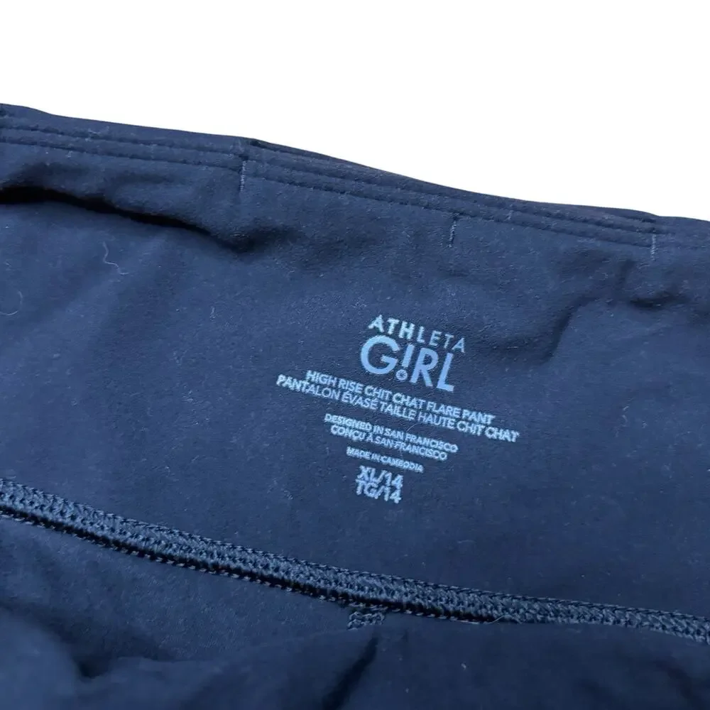 Athleta Girl Chit Chat Flare Pants Girls XL 14 Black High Rise Yoga Leggings
